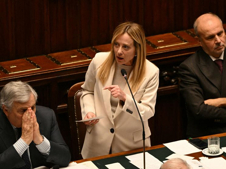 La premier Giorgia Meloni in aula al Senato. Foto Ansa