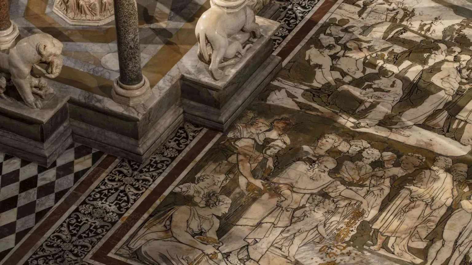Torna visibile la meraviglia del pavimento del duomo di Siena