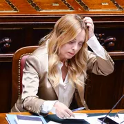 Giorgia Meloni ieri alla Camera/ FOTOGRAMMA