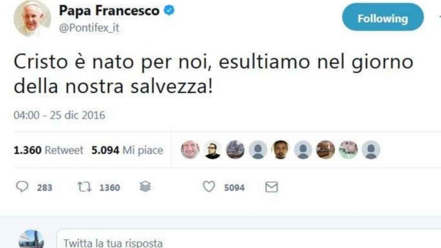 Compie 5 anni l’account Twitter del Papa