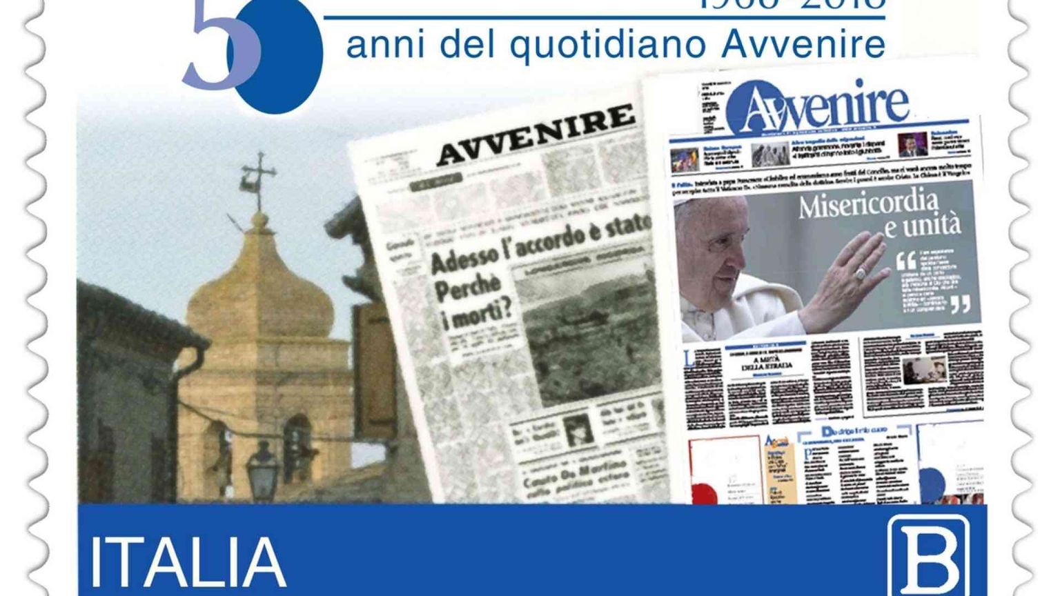 Ecco il francobollo che celebra i 50 anni di Avvenire