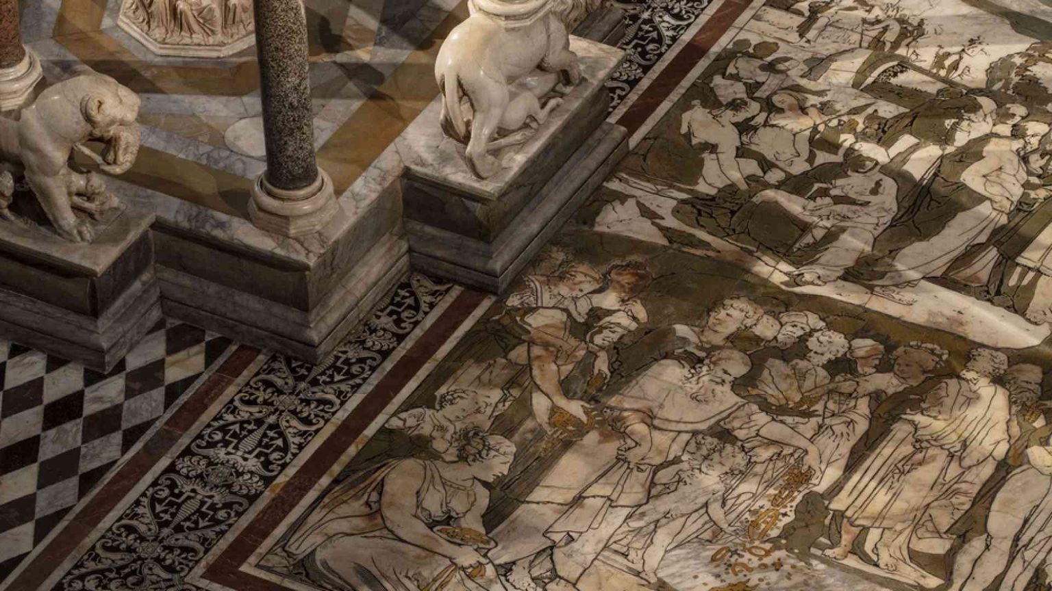 Torna visibile la meraviglia del pavimento del duomo di Siena