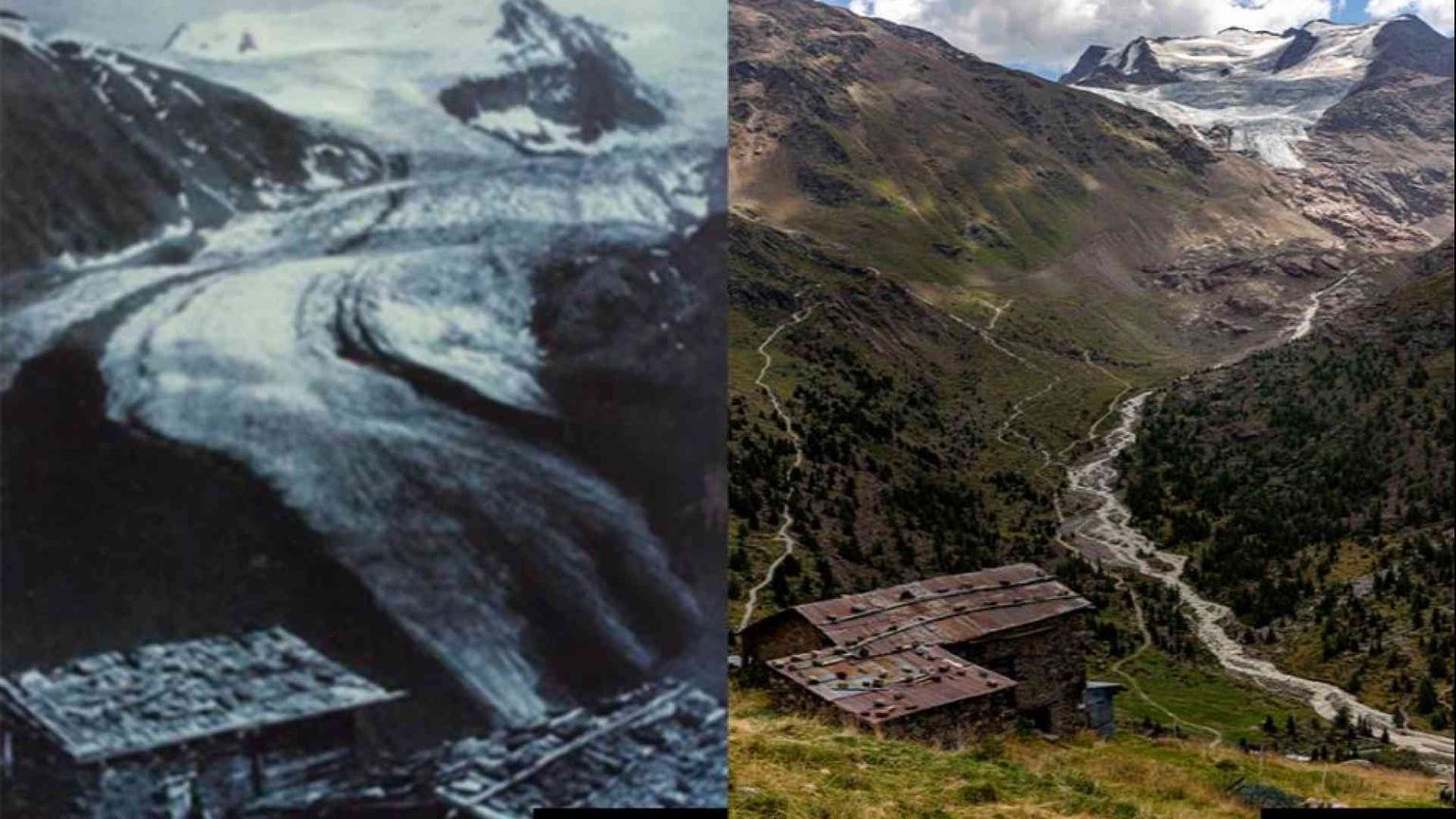 I ghiacciai delle Alpi sempre più sottili. Le immagini a confronto