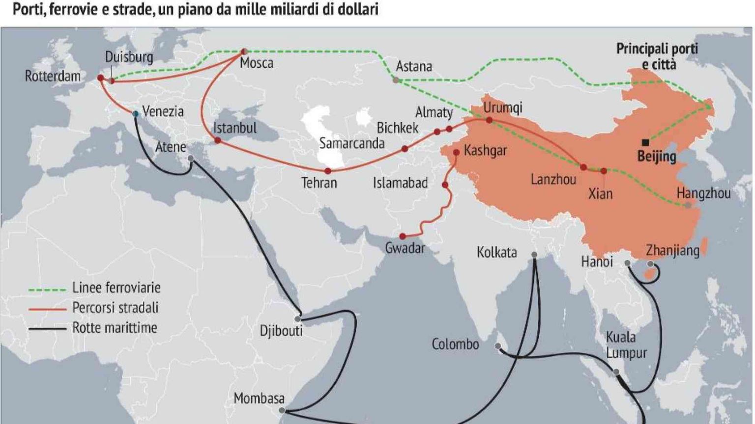 La nuova Via della seta compie 10 anni, ma diventa più piccola