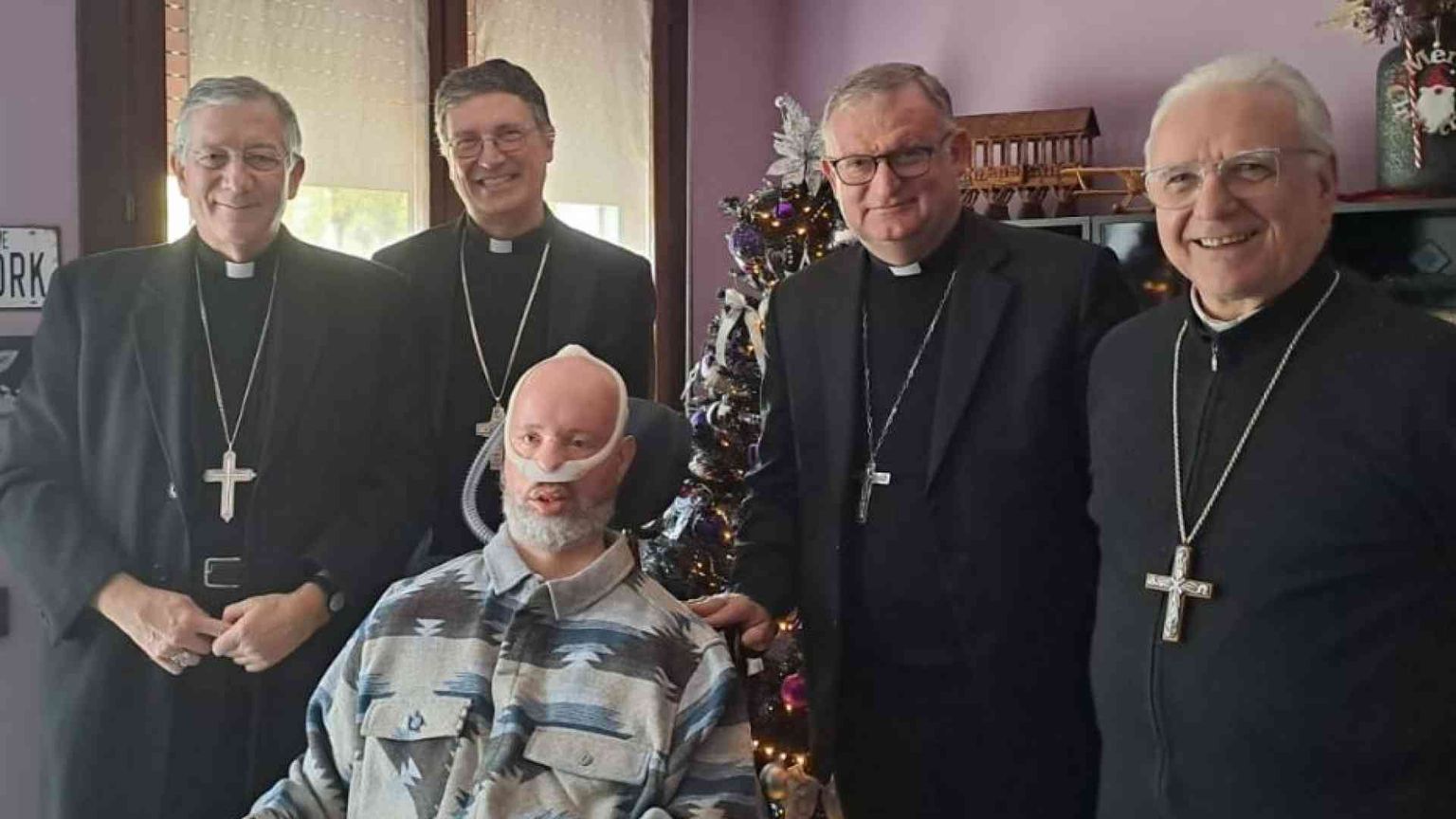 Quattro vescovi in visita da Stefano Gheller. «La Chiesa è con i malati»