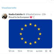 Il post su X della presidente della Bei, Nadia Calvino