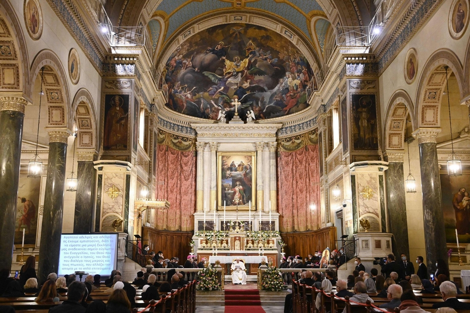 Papa Francesco nella Cattedrale di San Dionigi ad Atene incontra la comunità ecclesiale cattolica