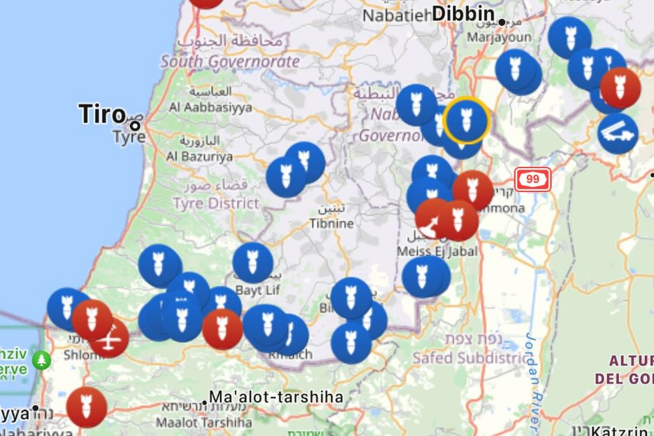 La mappa degli scambi di colpi negli ultimi giorni sul confine tra Libano e Israele