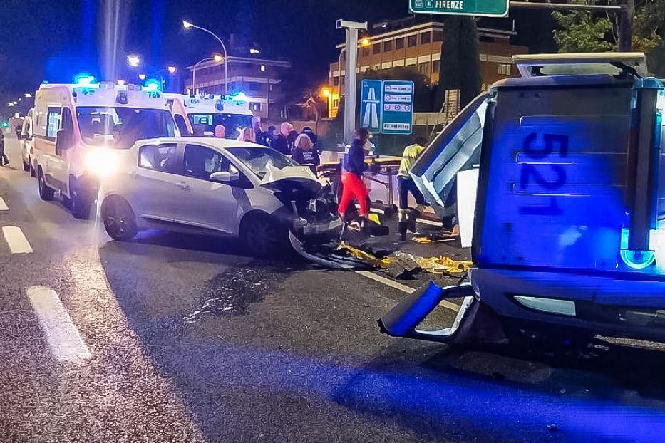 L'incidente sulla Tiburtina all'atezza del Grande raccordo anulare