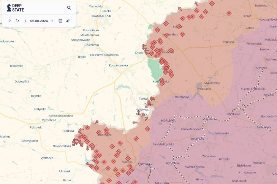 La situazione militare nella regione di Donetsk secondo il sito deepstatemap.live