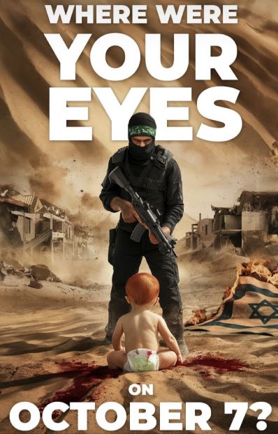 Il manifesto israeliano in risposta all'immagine 'All eyes on Rafah' diventata virale sul social network