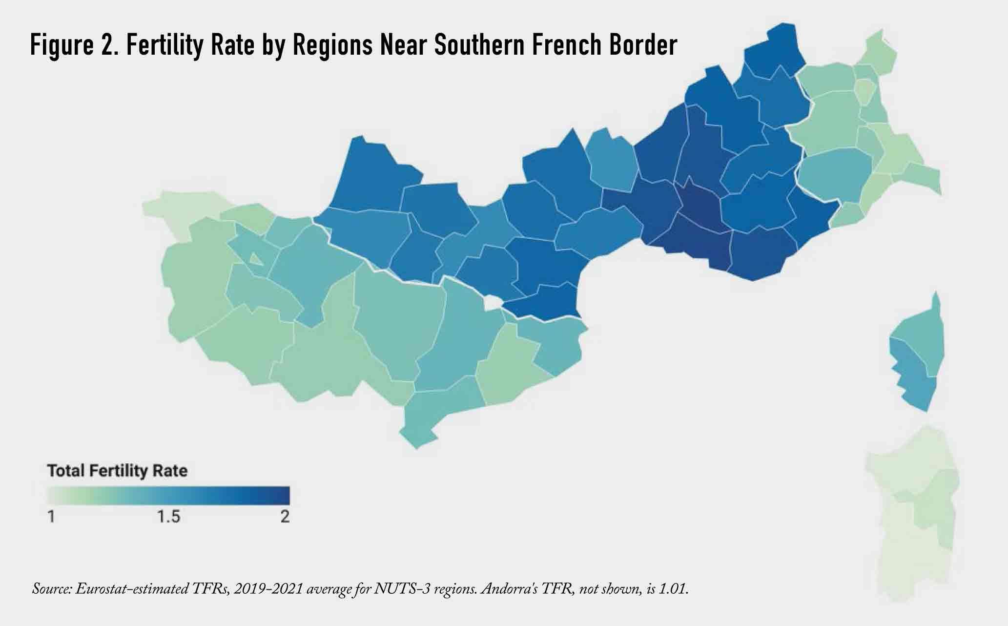 I tassi di fecondità delle regioni vicine al confine meridionale francese