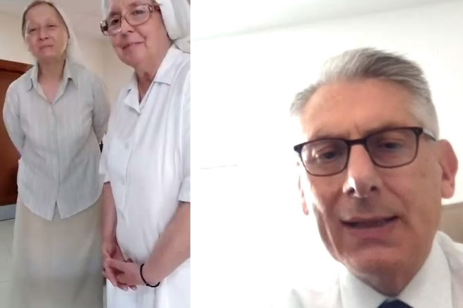 Il video collegamento con il presidente dell'ospedale della Santa Sede Tiziano Onesti