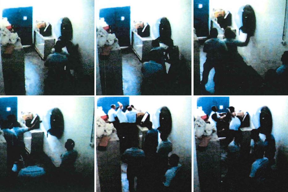 Un comnbo di sei frame del video che testimonierebbe le torture nel carcere di Trapani