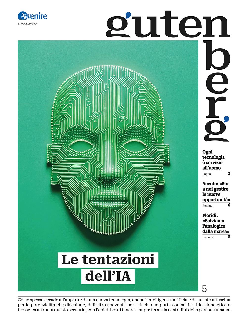 La copertina di 'Gutenberg' n. 5, 8 ottobre 2024