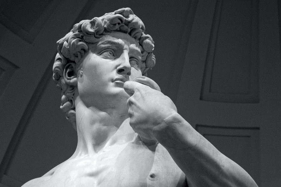 Il volto del David di Michelangelo, alle Gallerie dell'Accademia di Firenze