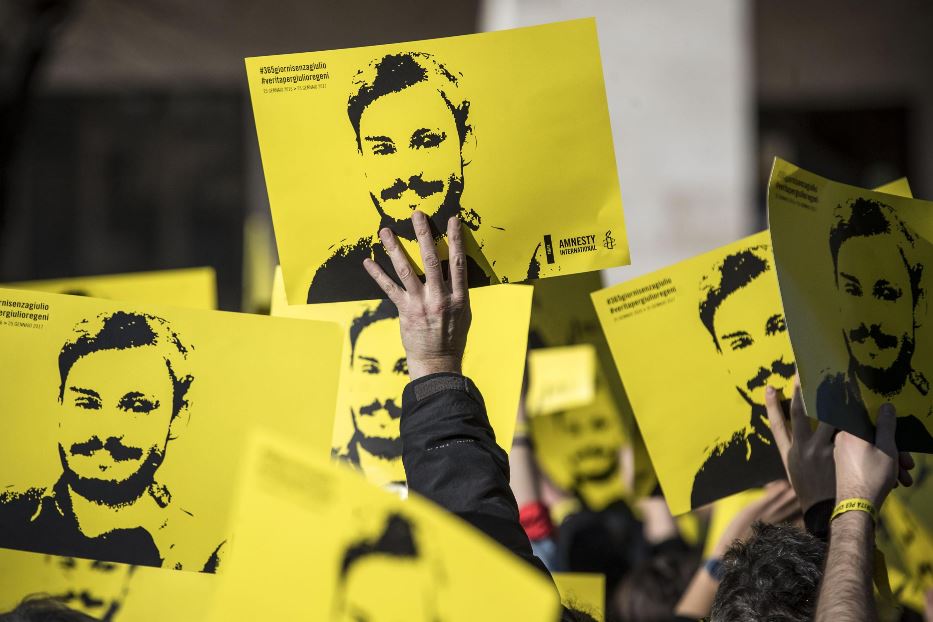 Una manifestazione a Roma per chiedere verità e giustizia per Giulio Regeni