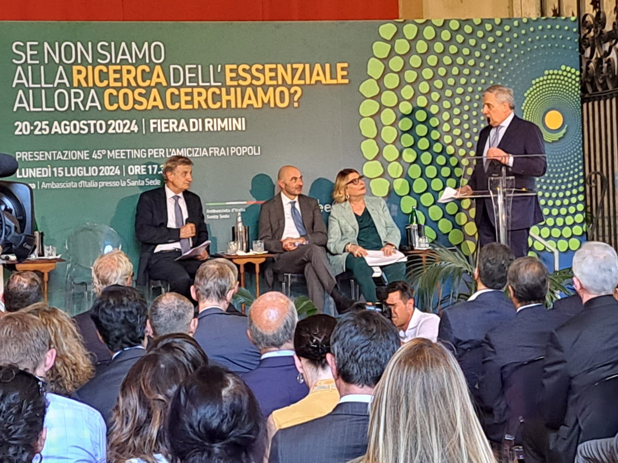 L'intervento del ministro degli Esteri Antonio Tajani alla presentazione del 45esimo Meeting