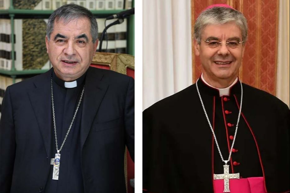 Il vescovo Melis (a destra) e il cardinale Becciu