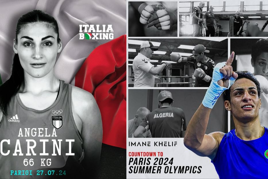 Il match di boxe tra Carini e Khelif (qui nel combo)