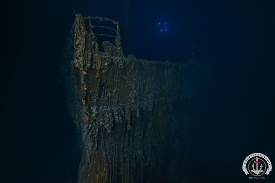 La prua del Titanic come appare oggi - RMS Titanic, Inc. - https://expedition.discovertitanic.com/