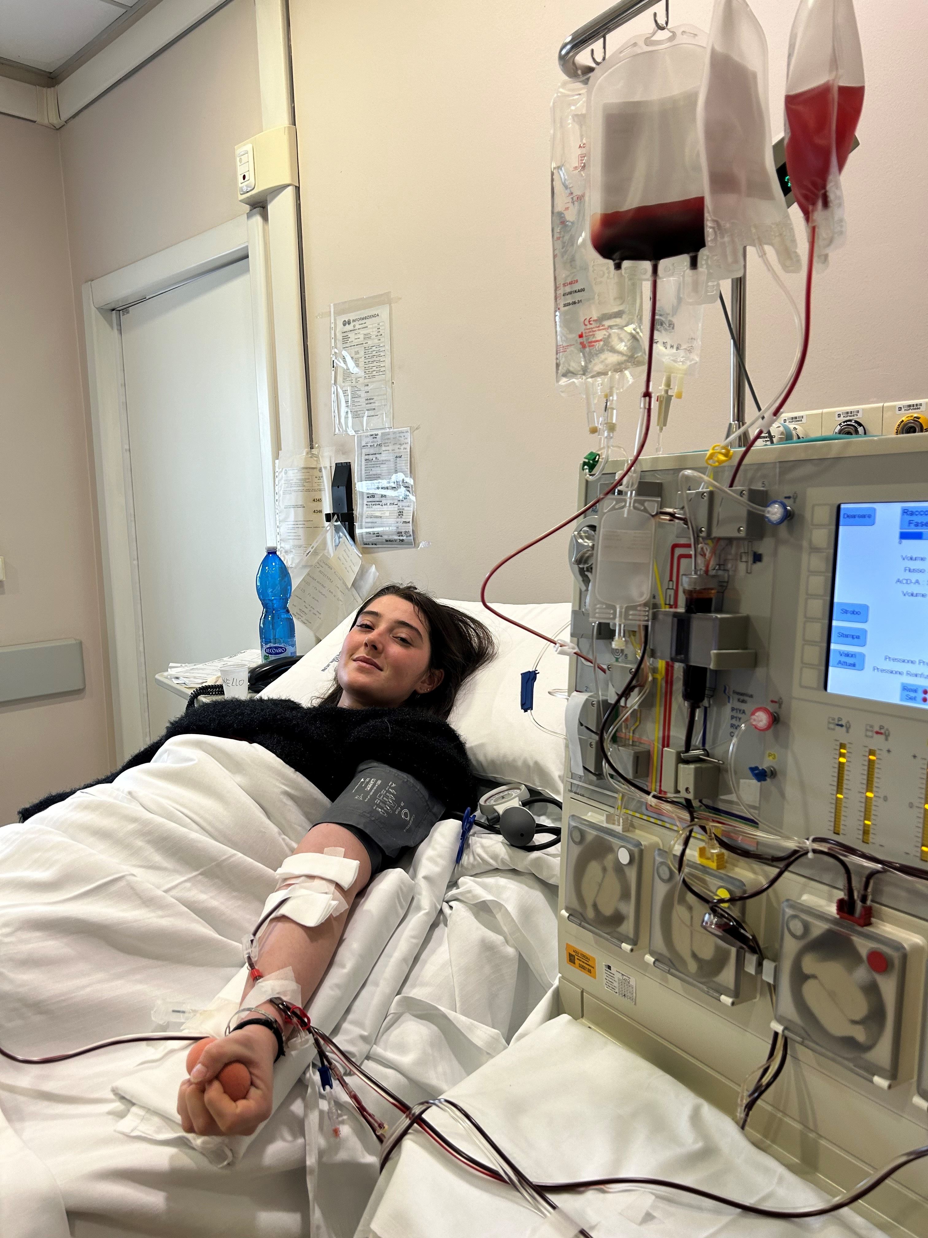 Sara Favaro in ospedale per la donazione di cellule staminali emopoietiche