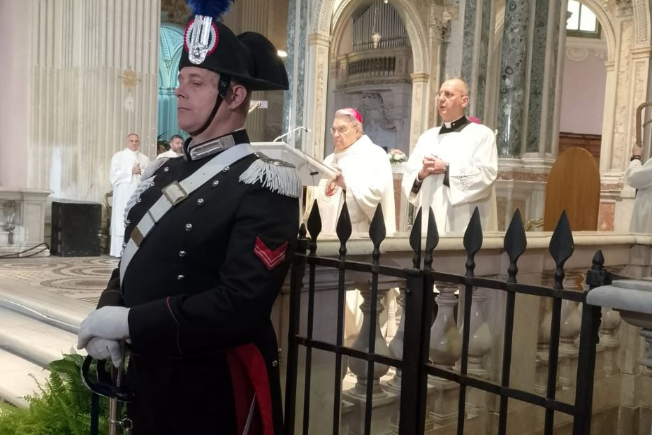 Un momento della celebrazione a Roma in onore della festa dedicata alla Virgo Fidelis, patrona dell'Arma dei carabinieri