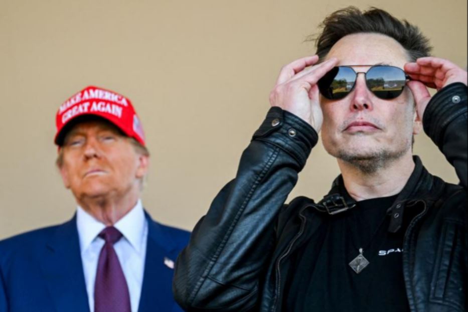 Musk e sullo sfondo Trump