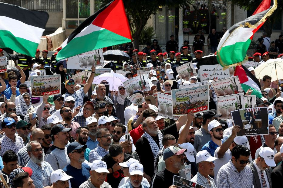 Una manifestazione pro-Palestina ad Amman