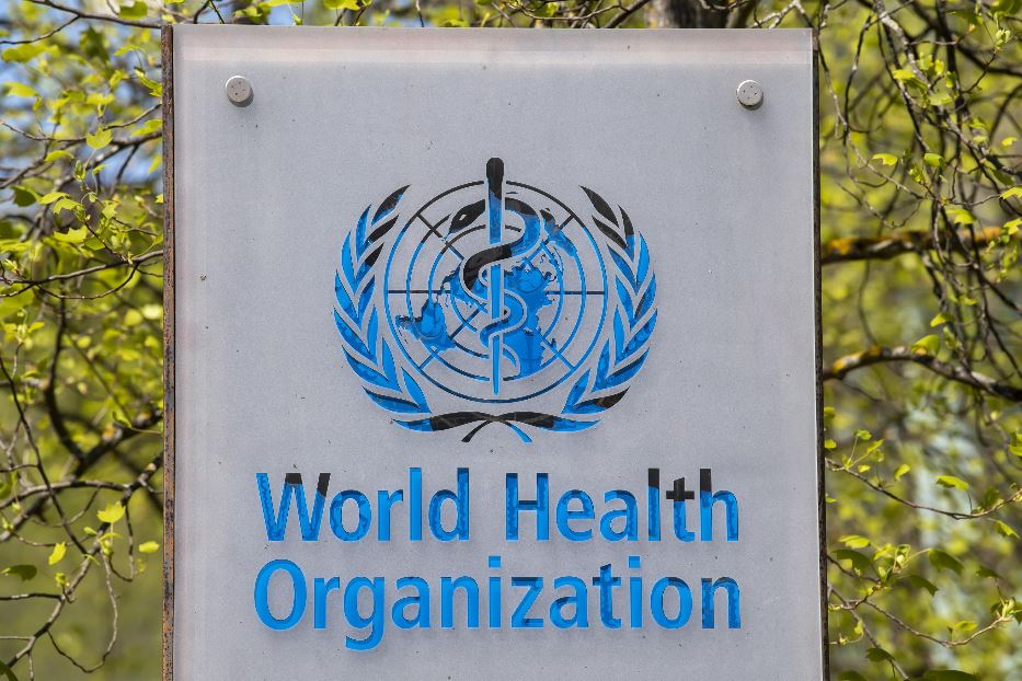 Un'insegna nella sede dell'Organizzazione mondiale della sanità a Ginevra
