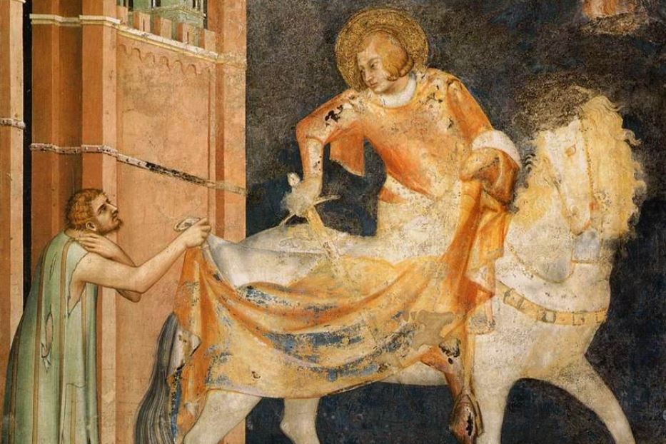 Simone Martini, "San Martino divide il mantello con il povero". Assisi,  basilica inferiore di San Francesco
