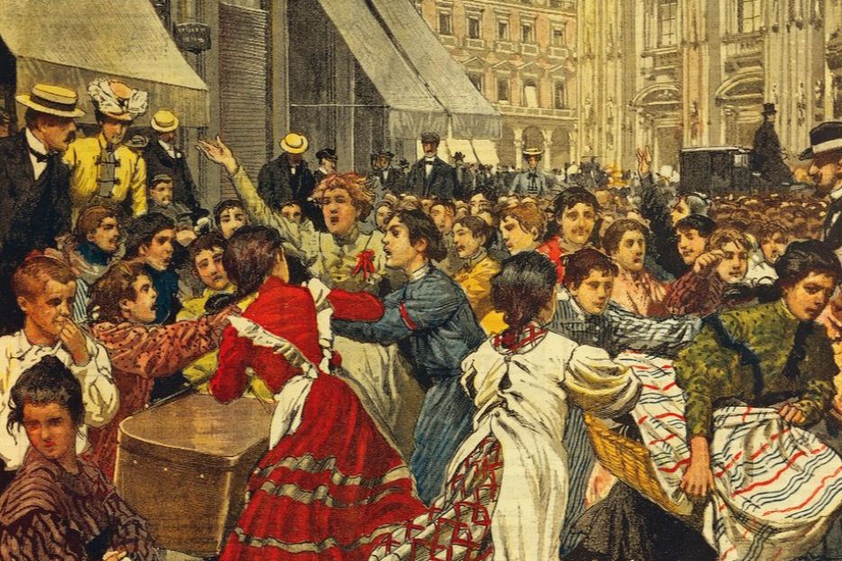 Lo sciopero delle "Piscinine" in una illustrazione di Achille Beltrame