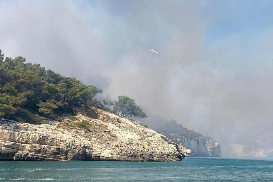 A Vieste un incendio minaccia un villaggio: 540 turisti evacuati