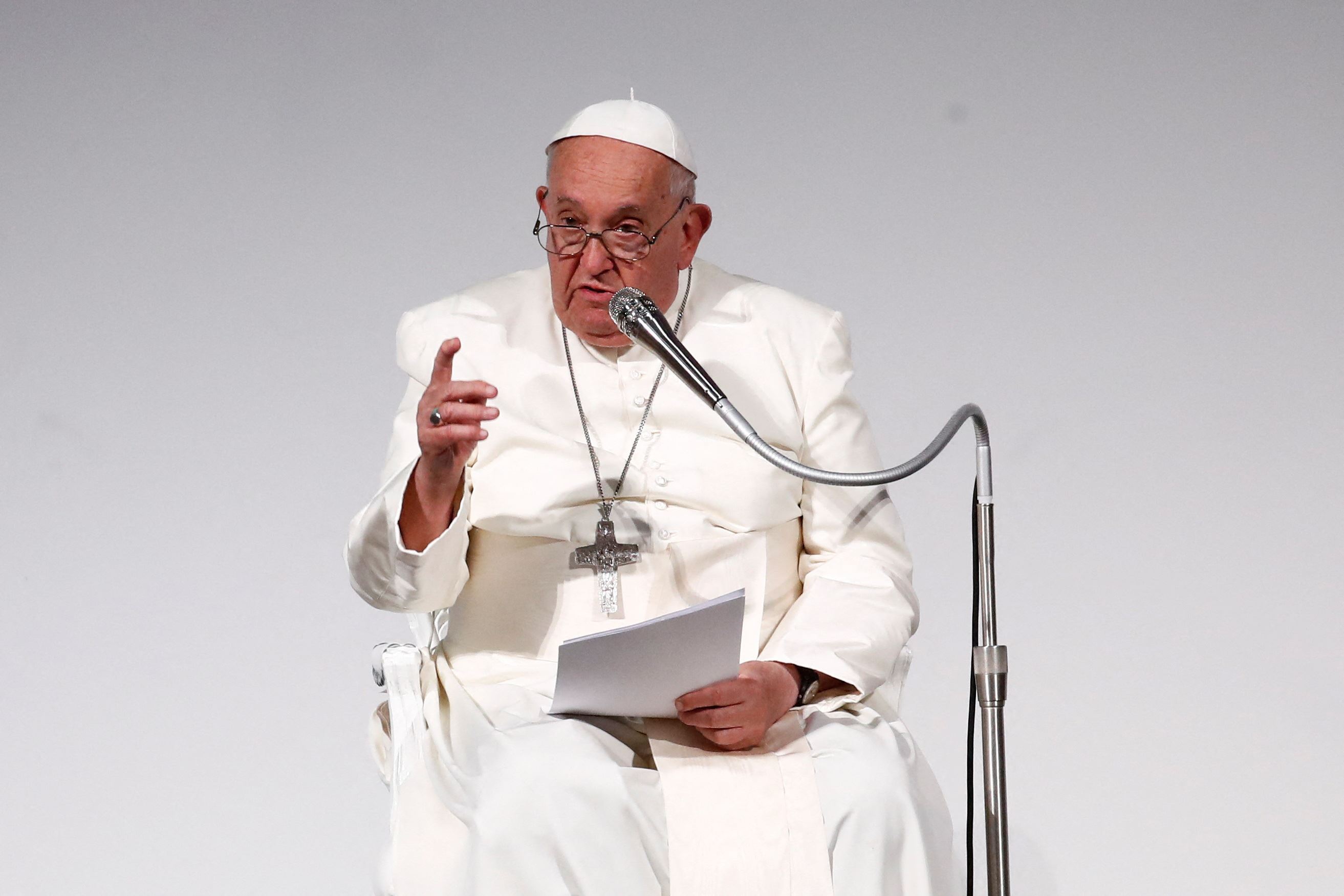 Il Papa durante il suo intervento alla plenaria delle Settimane sociali