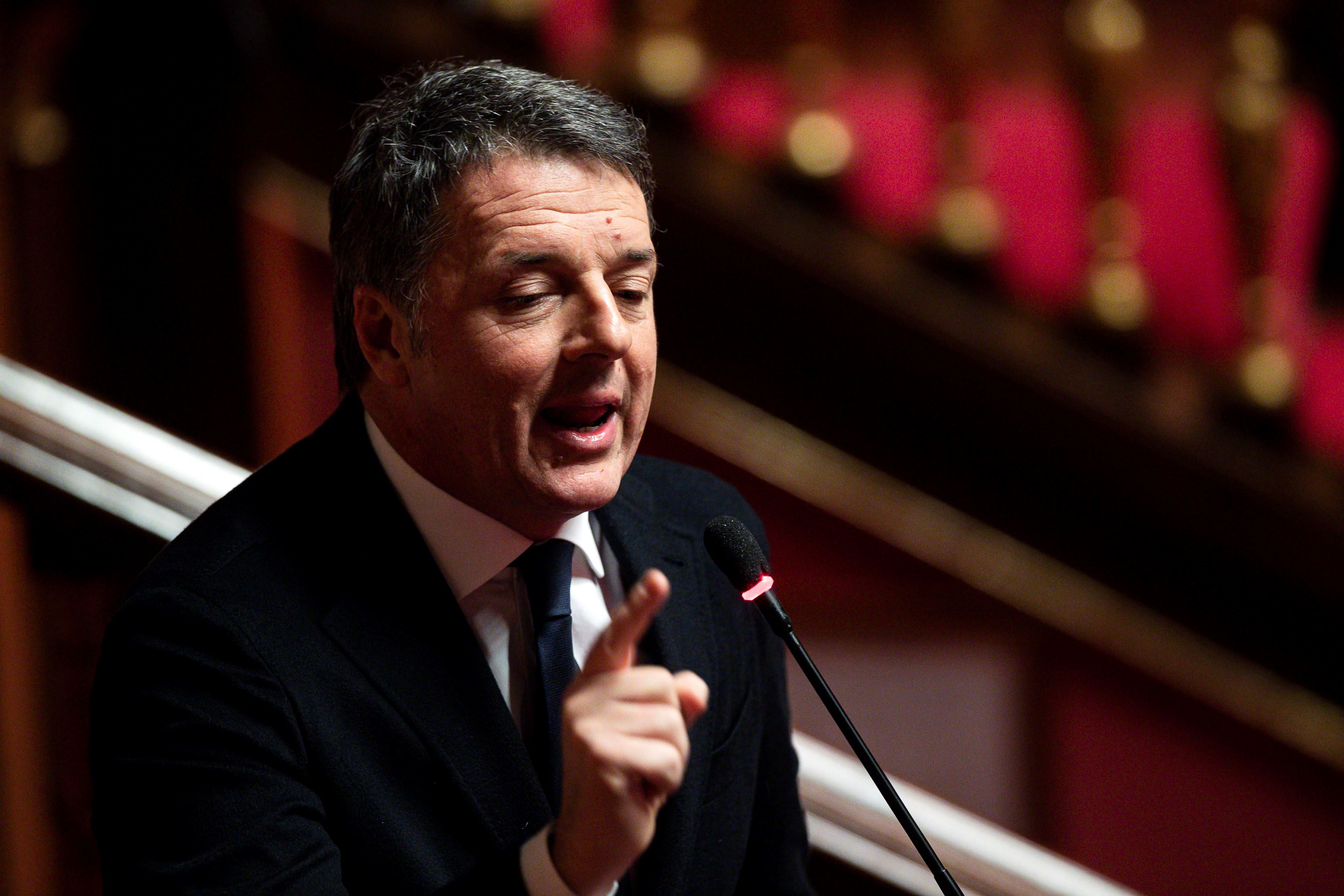 Matteo Renzi (Iv) durante il suo intervento al Senato